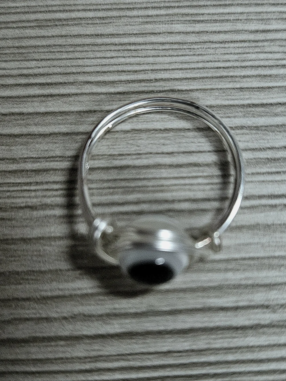 Silver Evil Eye Ring - Black & White Glass Accent Size 8
